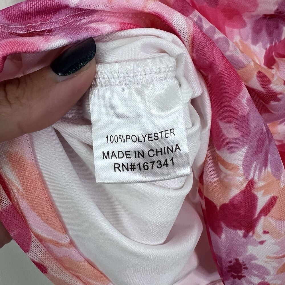 Hello Molly Party Passion Pink Floral Strapless Ruched Mini Dress Size S - Picture 10 of 12